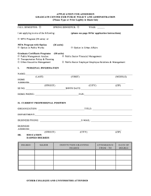 Succession planning template excel - APPLICATION FOR ADMISSION GRADUATE CENTER FOR ... - csulb