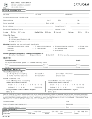Educational Talent Search Data Form