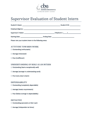 Supervisor Evaluation of Student Intern
