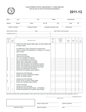 California State University Long Beach Design BA Form