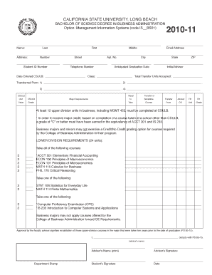 California State University Long Beach BS in Business Administration Form