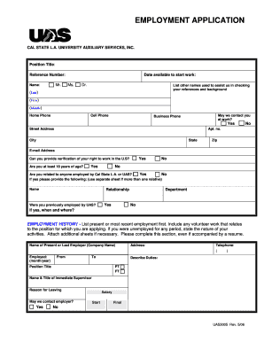 Application for employment - Employment Application - California State University, Los Angeles - calstatela