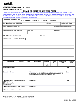 leave of absence california form