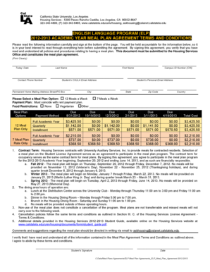 California State University Meal Plan Agreement