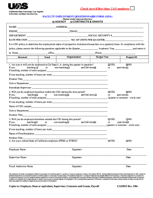 Faculty Employment Questionnaire Form