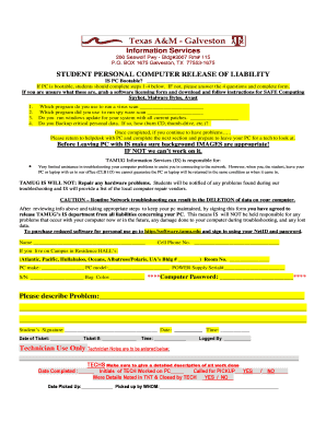 Student Personal Computer Release of Liability