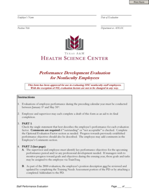 Performance Development Evaluation for Nonfaculty Employees - tamhsc