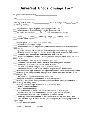 Universal Grade Change Form