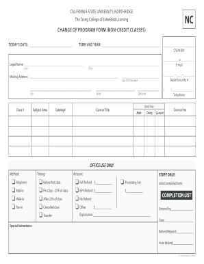 California State University Change of Program Form
