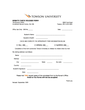 Rebate Check Release Form