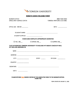 Rebate Check Release Form