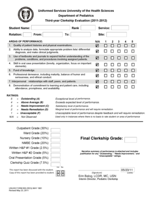 Quality of patient histories and physical examinations - usuhs