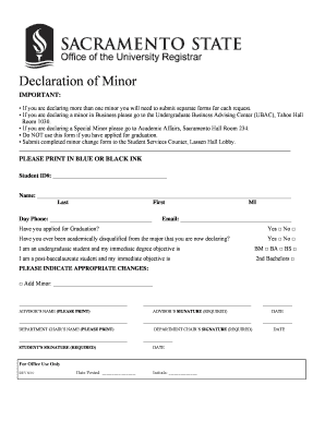 Declaration of Minor Form