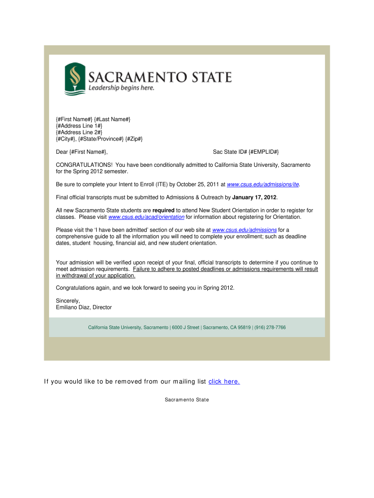 Csus Academic Calendar Fall 2022 Letter Of Admission Spring 2012 - California State University ... - Csus -  Fill And Sign Printable Template Online | Us Legal Forms