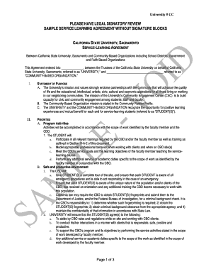 California State University Service Learning Agreement