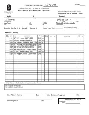 California Bachelor's Degree Application