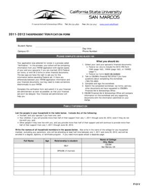 2011-2012 Independent Verification Form