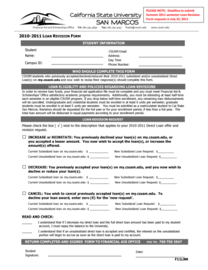 2010-2011 Loan Revision Form