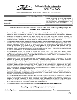 CSUSM Financial Aid Terms & Conditions