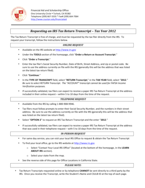 IRS Tax Return Transcript Request