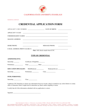 Credential Application Form
