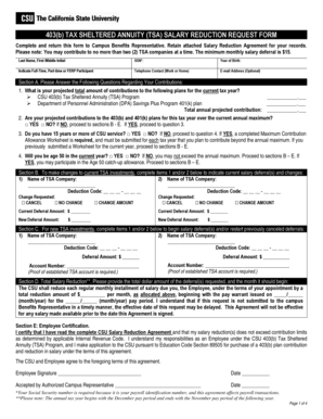 403(b) TSA Salary Reduction Request Form
