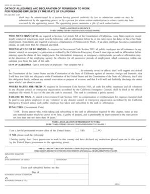 California Oath of Allegiance and Work Permission