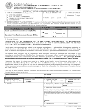 California State University Dependent Care/Health Care Reimbursement Account Plans Enrollment Authorization