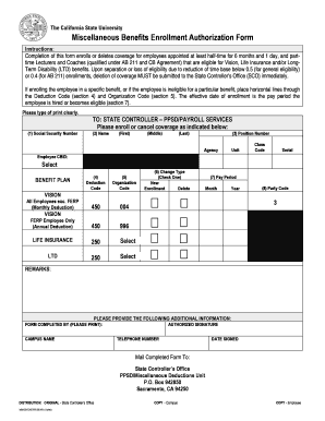 Miscellaneous Benefits Enrollment Authorization Form
