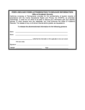 FERPA Release Form Authorization