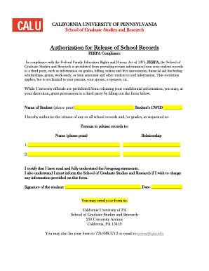 Authorization for Release of School Records