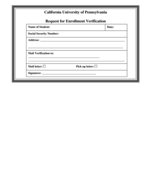 California University of Pennsylvania Enrollment Verification Request