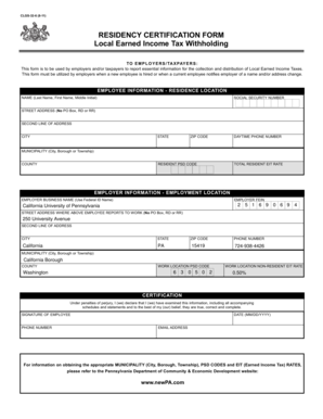Residency Certification Form