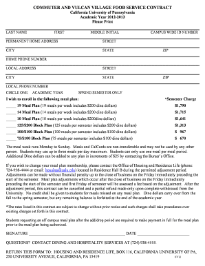 California University Food Service Contract