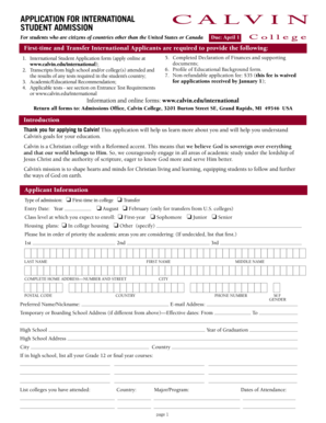 International Student Admission Form