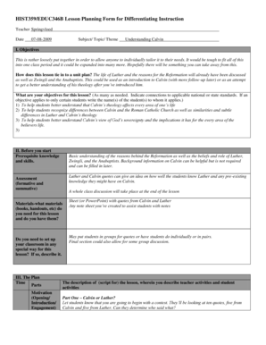 Lesson Planning Form for Differentiating Instruction