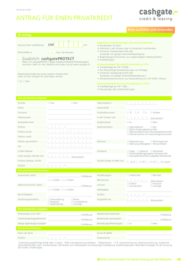 ANTRAG FÜR EINEN PRIVATKREDIT