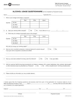 Alcohol Usage Questionnaire