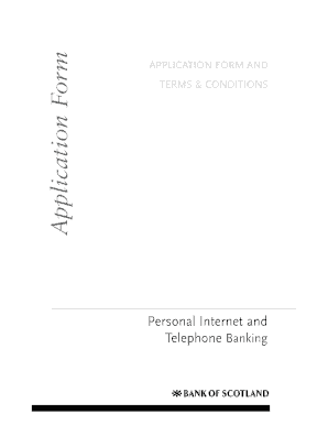 Bank of Scotland Internet and Telephone Banking Application Form