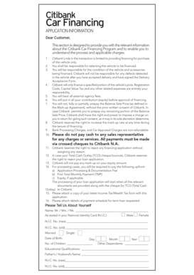 Citibank Car Financing Application