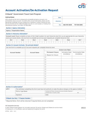 Citibank Government Travel Card Activation Form