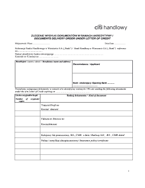 Documents Delivery Order Under Letter of Credit