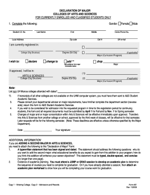 Declaration of Major Form