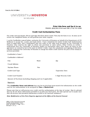 Credit Card Authorization Form