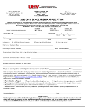 2010-2011 Scholarship Application