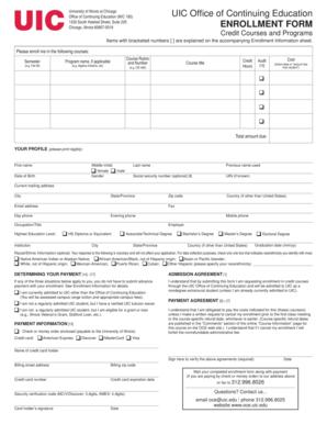 University of Illinois at Chicago Enrollment Form
