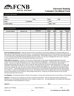 First Community National Bank Electronic Banking Enrollment Form
