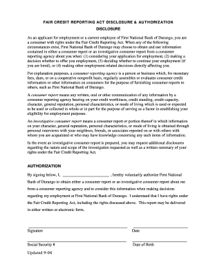 Fair Credit Reporting Act Disclosure & Authorization