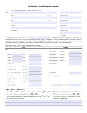 Confidential Personal Financial Statement