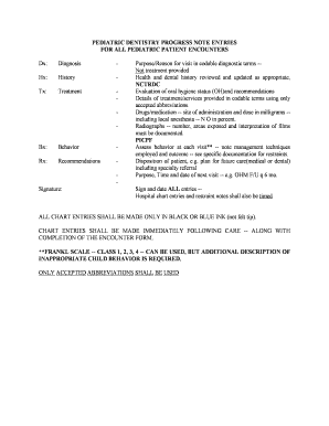 Pediatric Dentistry Progress Note Template